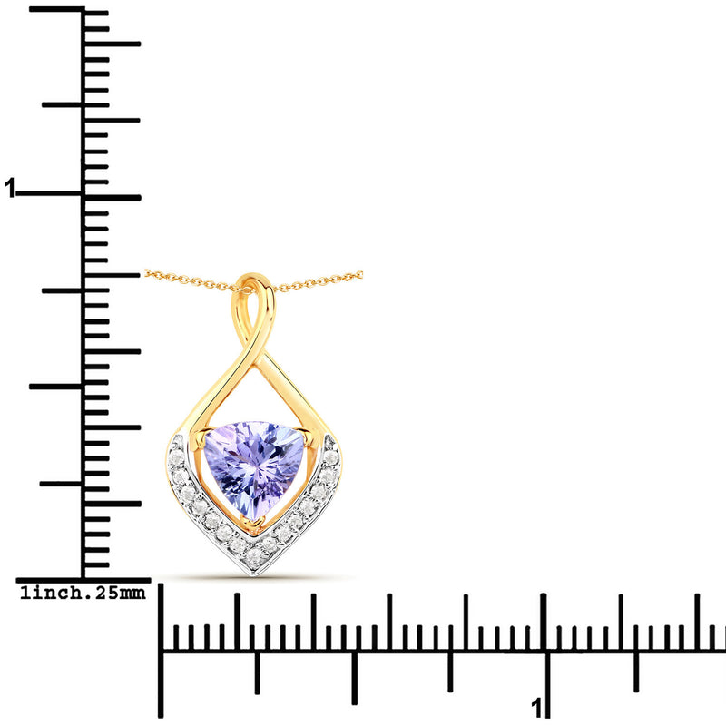 0.96 Carat Genuine Tanzanite and White Topaz .925 Sterling Silver Pendant