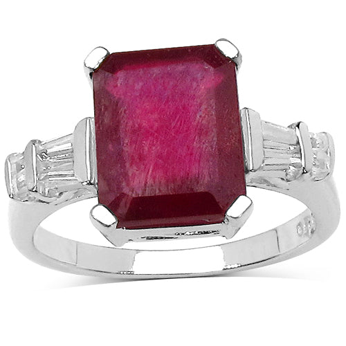 4.30 ct. t.w. Glass Filled Ruby and White Topaz Ring in Sterling Silver