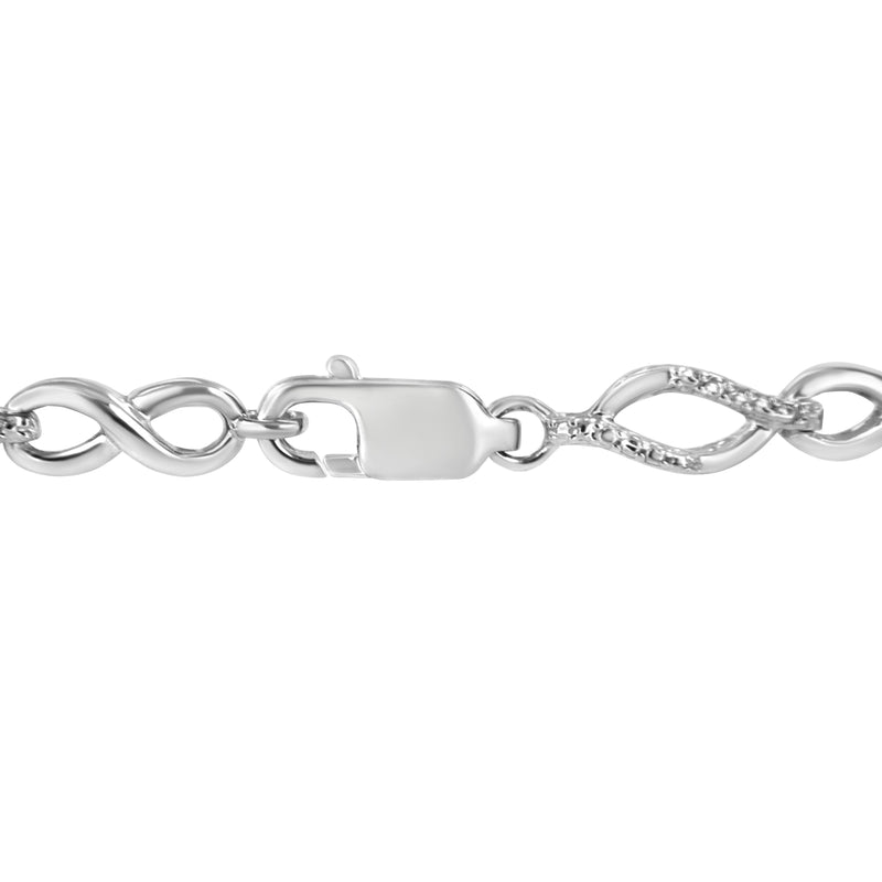 .925 Sterling Silver Diamond Accent Alternating Infinity Shape and Pear Shape Link Bracelet (I-J Color, I3 Clarity) - 7.25" Inches