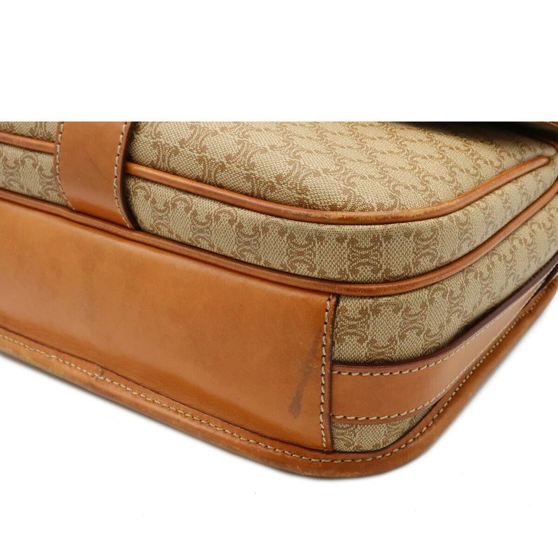 CELINE Celine Macadam Pattern Shoulder Bag Pochette PVC Leather Beige Brown Light