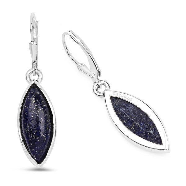 13.90 Carat Genuine Lapis .925 Sterling Silver Earrings