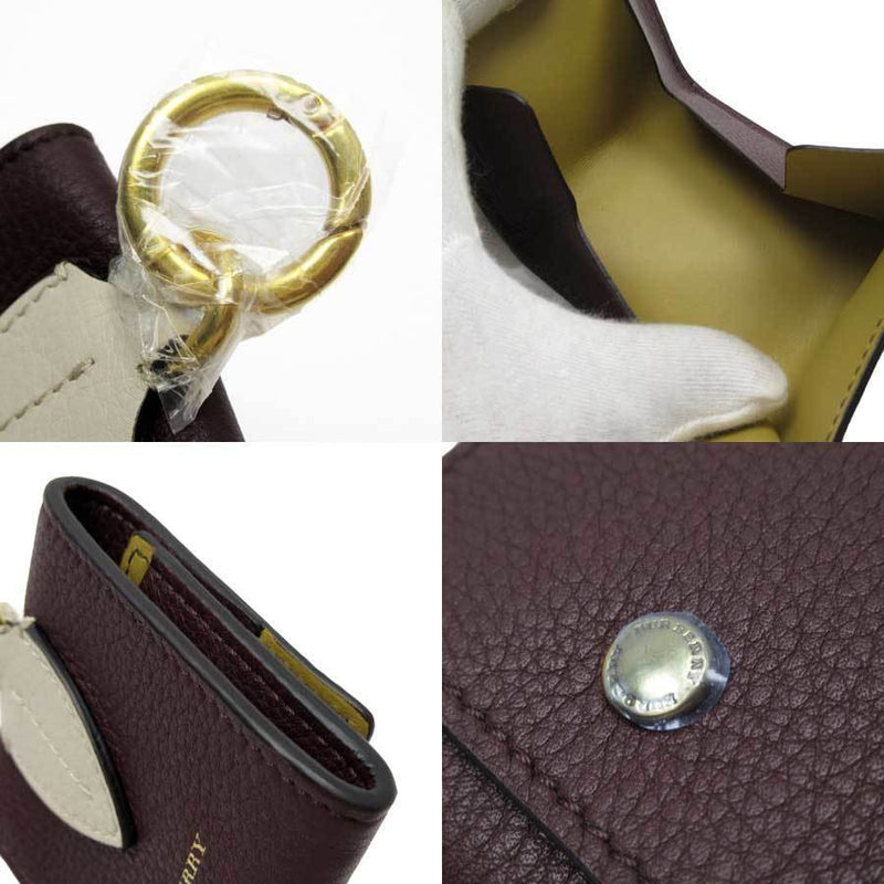 Burberry BURBERRY coin case dark red gold leather
