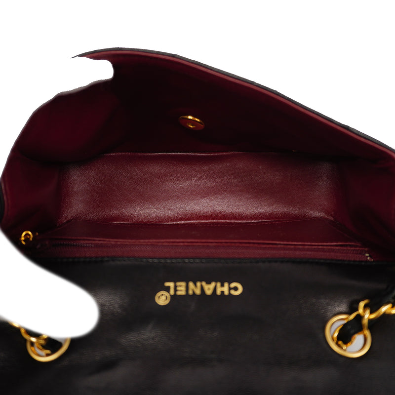 Auth Chanel Matelasse Single Chain Womens Leather Shoulder Bag Black