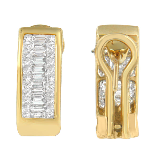 14K Yellow Gold 1 cttw Diamond Princess and Baguette Earrings (H-I, SI1-SI2)