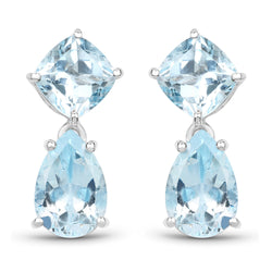 11.60 Carat Genuine Blue Topaz .925 Sterling Silver Earrings