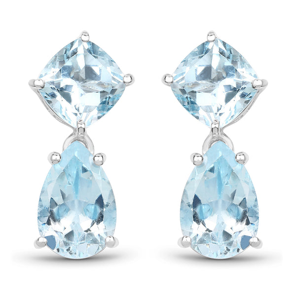 11.60 Carat Genuine Blue Topaz .925 Sterling Silver Earrings