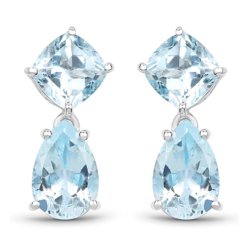 11.60 Carat Genuine Blue Topaz .925 Sterling Silver Earrings