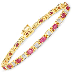 4.67 Carat Genuine Johnson Ruby and White Diamond .925 Sterling Silver Bracelet