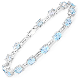 14.25 Carat Genuine Blue Topaz .925 Sterling Silver Bracelet