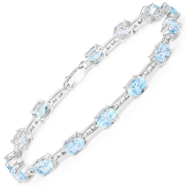 14.25 Carat Genuine Blue Topaz .925 Sterling Silver Bracelet