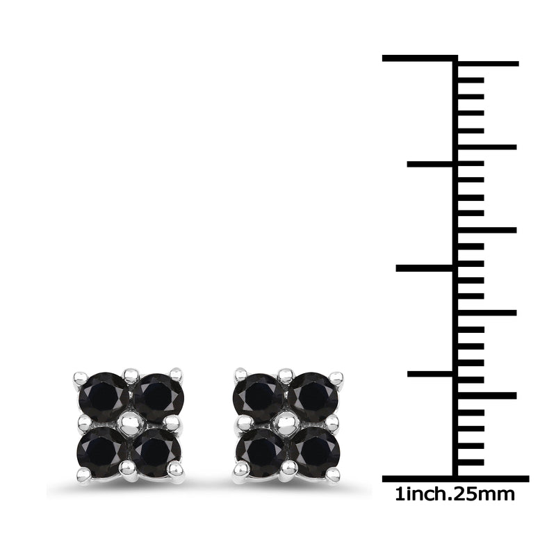 1.04 Carat Genuine Black Sapphire .925 Sterling Silver Earrings