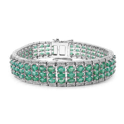 18.30 Carat Genuine Emerald .925 Sterling Silver Bracelet