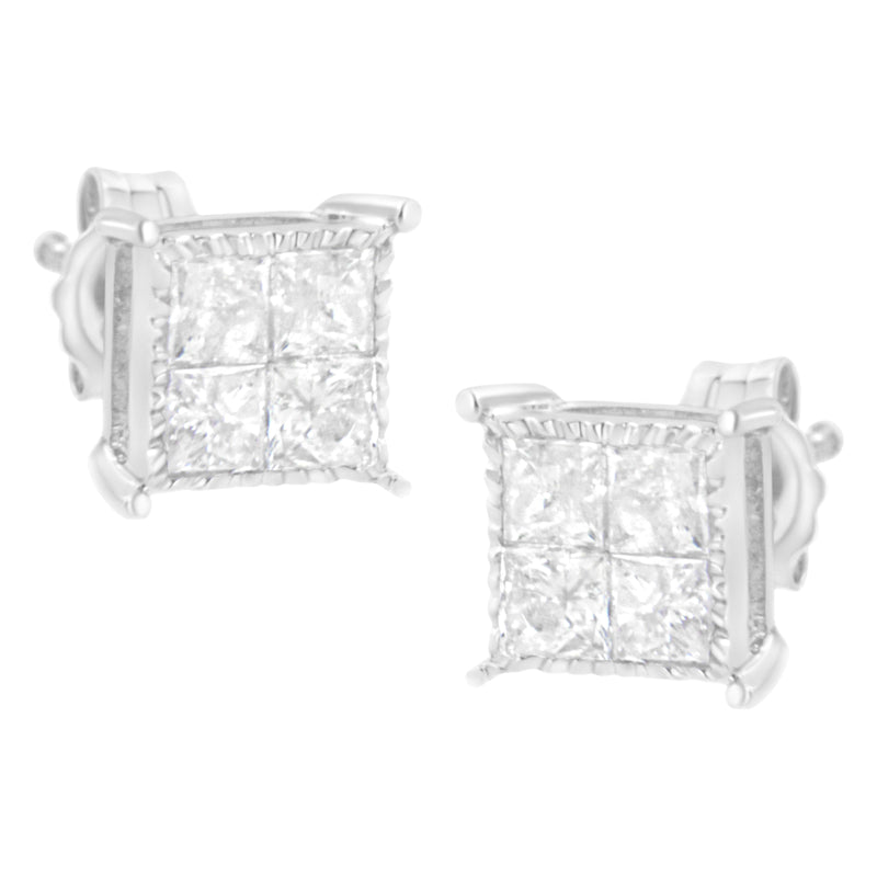 Sterling Silver 3/4 cttw Composite Diamond Stud Earrings (I-J, I2-I3)