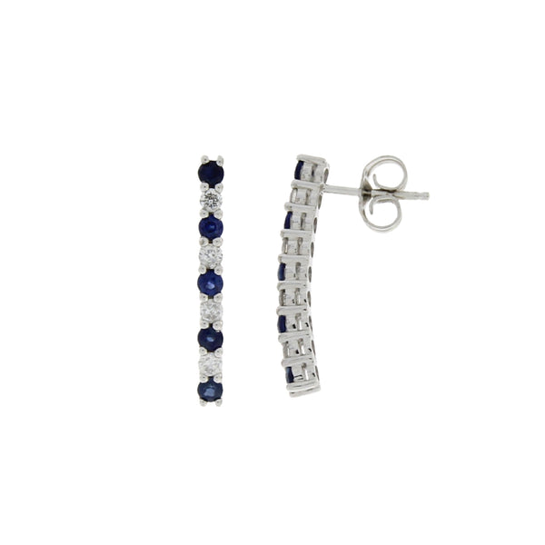 .65ct Sapphire Diamond Stick Earrings 10KT White Gold