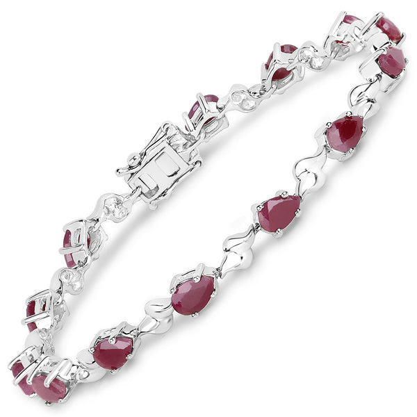 5.85 Carat Genuine Ruby .925 Sterling Silver Bracelet