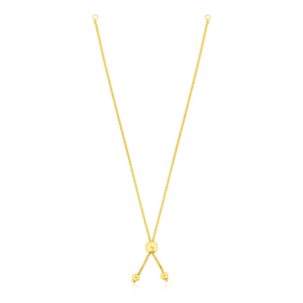 10k Yellow Gold 8 inch Adjustable Friendship Bracelet Chain with Ball Slide