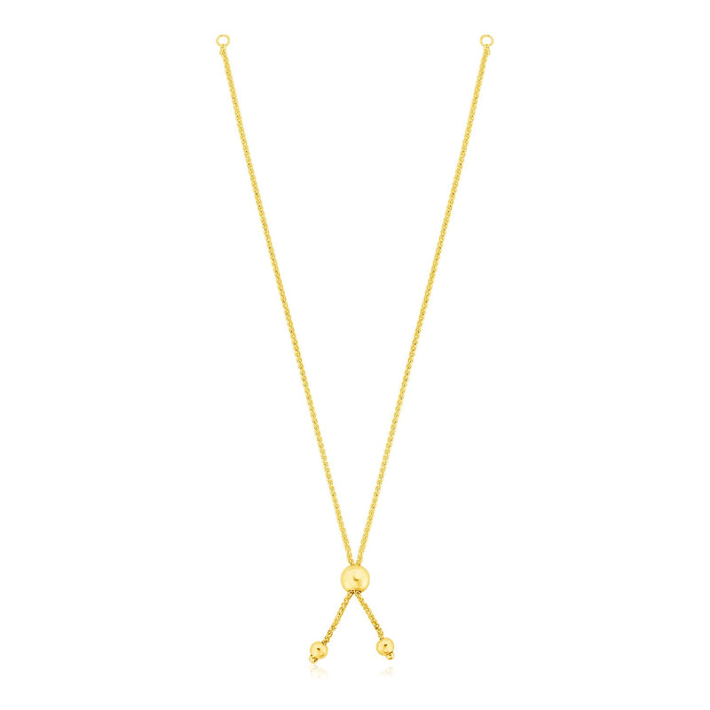 10k Yellow Gold 8 inch Adjustable Friendship Bracelet Chain with Ball Slide