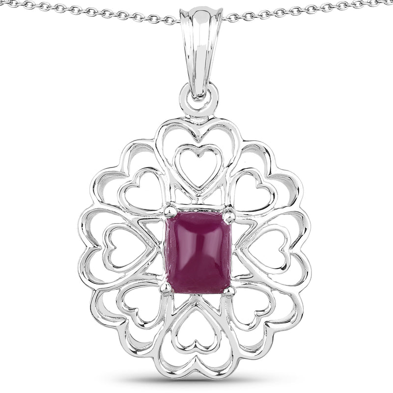 3.48 Carat Genuine Ruby .925 Sterling Silver Pendant