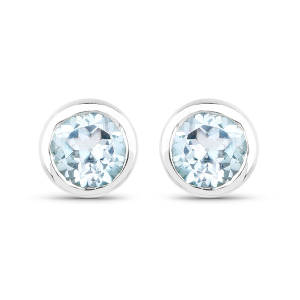 0.64 Carat Genuine Blue Topaz .925 Sterling Silver Earrings