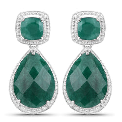 26.00 Carat Dyed Emerald .925 Sterling Silver Earrings