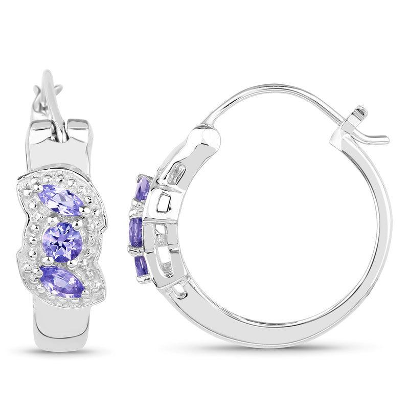 0.52 Carat Genuine Tanzanite .925 Sterling Silver Earrings