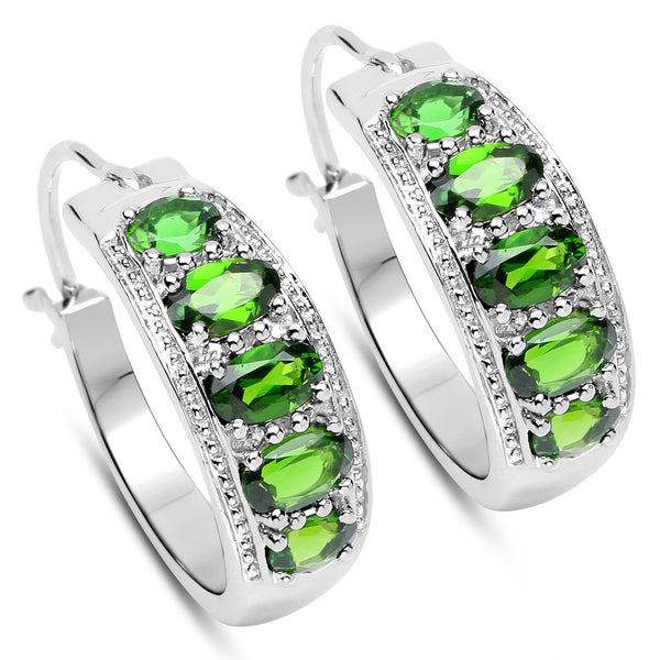 1.96 Carat Genuine Chrome Diopside .925 Sterling Silver Earrings