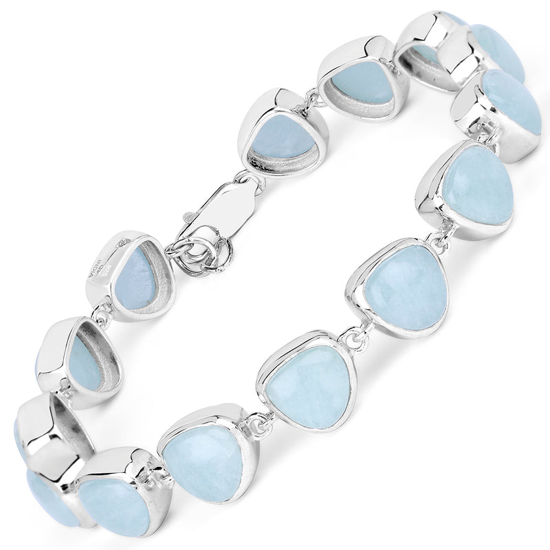 25.90 Carat Genuine Aquamarine .925 Sterling Silver Bracelet