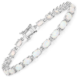 3.50 Carat Genuine Created Opal .925 Sterling Silver Bracelet