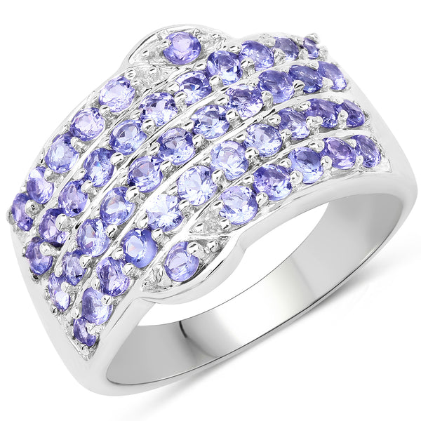 1.58 Carat Genuine Tanzanite .925 Sterling Silver Ring