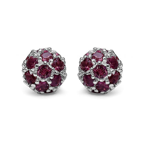 2.10 Carat Genuine Rhodolite .925 Sterling Silver Earrings