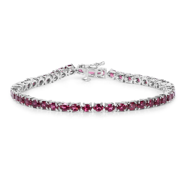 9.87 Carat Genuine Rhodolite .925 Sterling Silver Bracelet