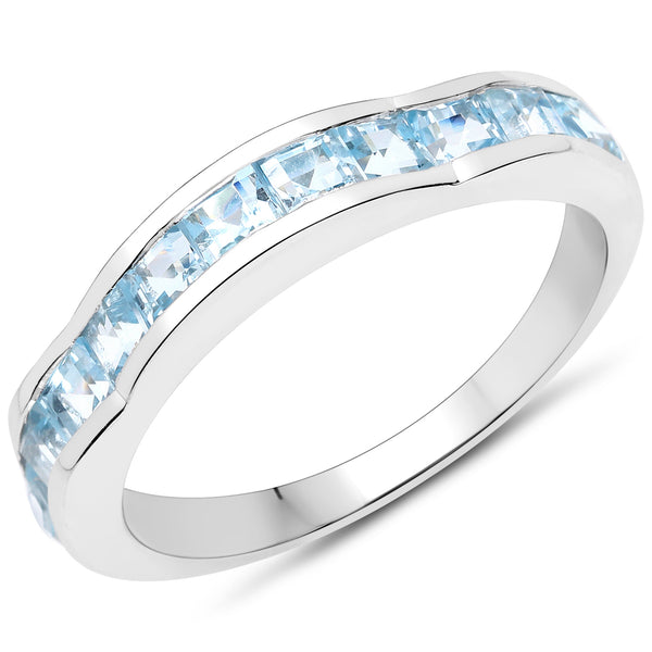 2.09 Carat Genuine Blue Topaz .925 Sterling Silver Ring