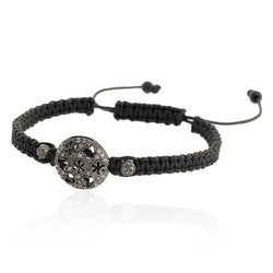 1.1ct Onyx Pave Diamond Designer Macrame Bracelet .925 Sterling Silver Jewelry