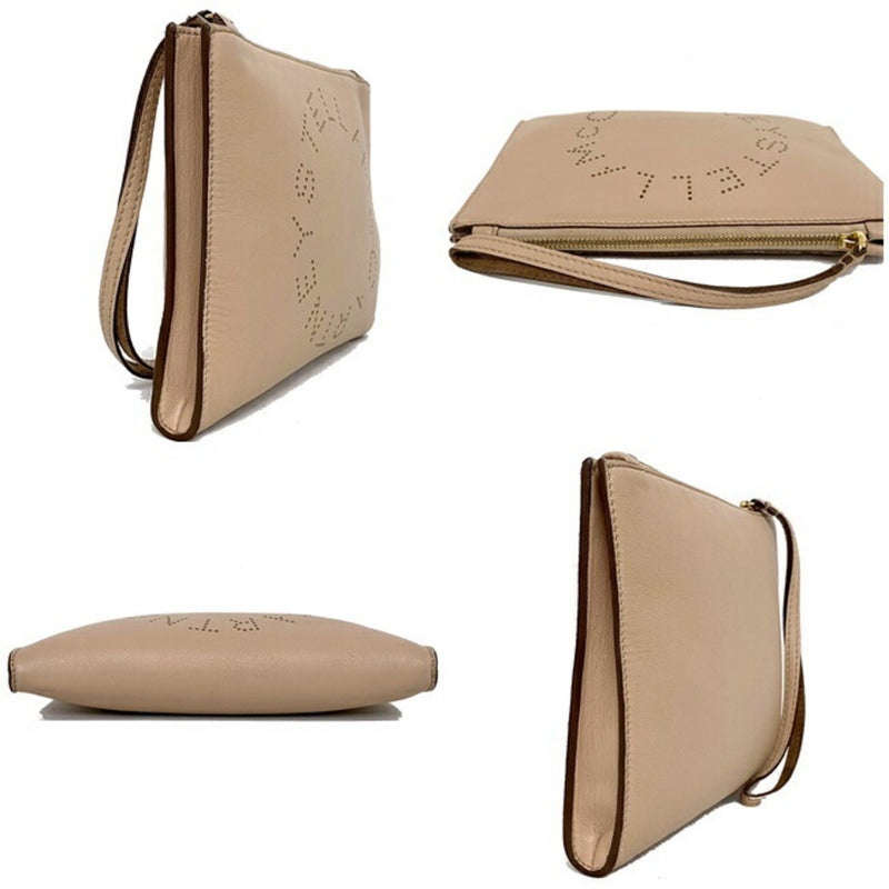 Stella McCARTNEY Clutch Bag Beige 502892 W892 6802 Leather with Strap STELLA Punching Mini Soft Pouch