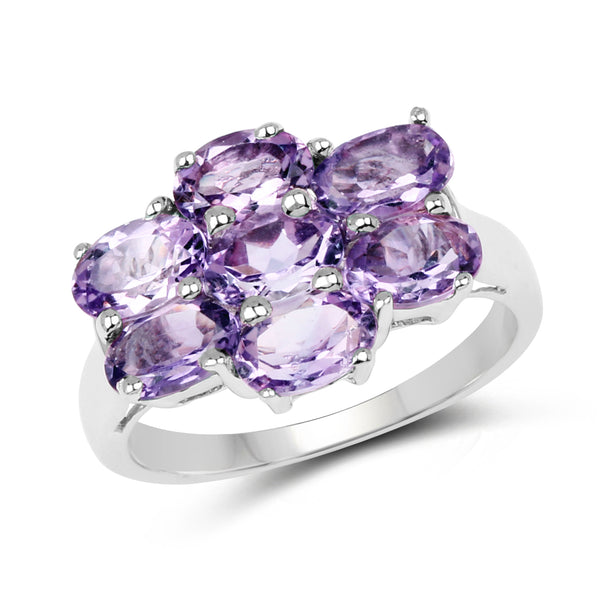 3.01 Carat Genuine Amethyst .925 Sterling Silver Ring