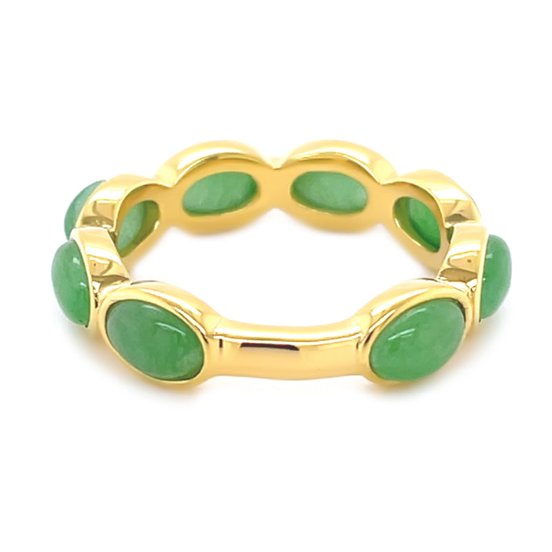 925 Sterling Silver Women Band Ring Dyed Green Jade