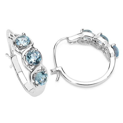 1.92 Carat Genuine Blue Topaz .925 Sterling Silver Earrings