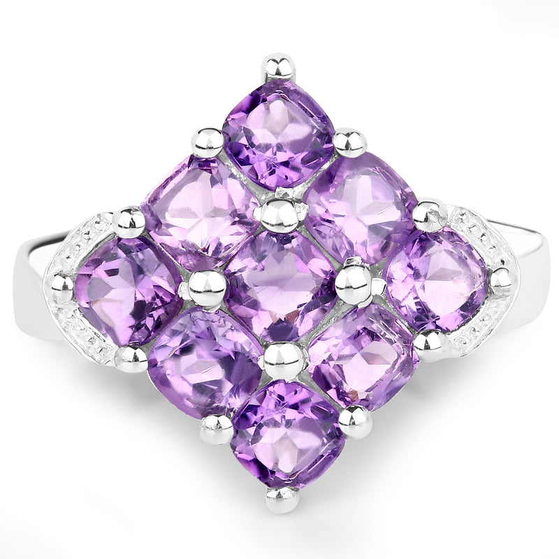 2.70 Carat Genuine  Amethyst .925 Sterling Silver Ring