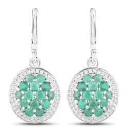 0.84 Carat Genuine Emerald .925 Sterling Silver Earrings