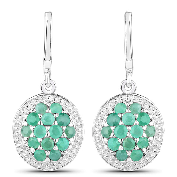 0.84 Carat Genuine Emerald .925 Sterling Silver Earrings