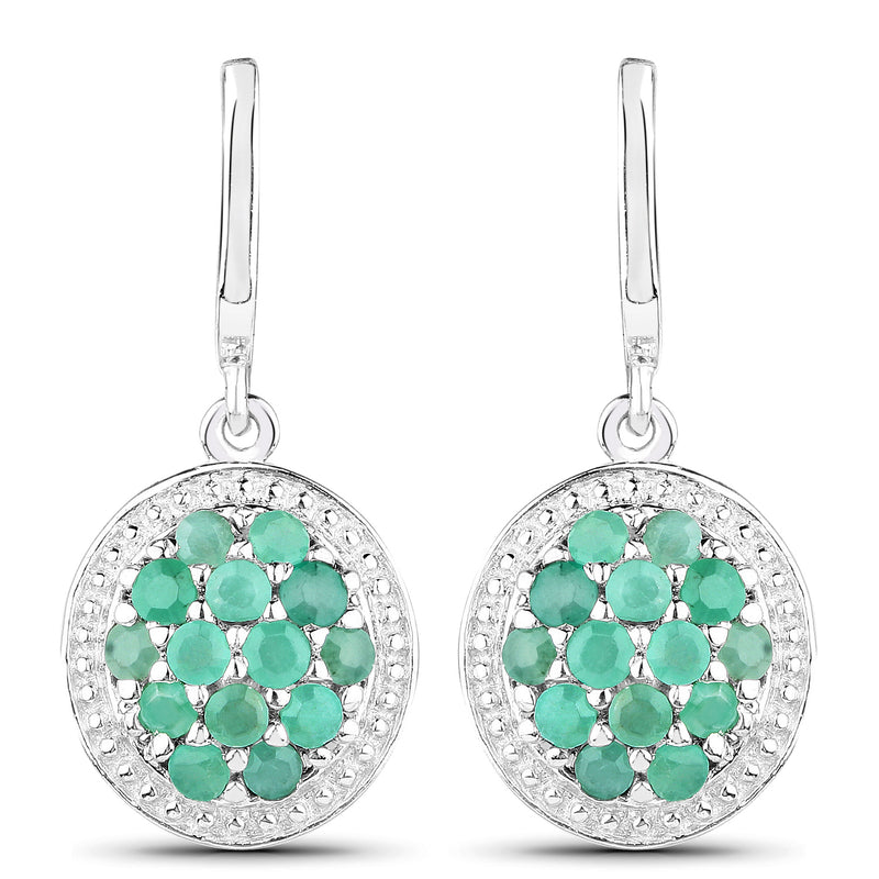 0.84 Carat Genuine Emerald .925 Sterling Silver Earrings