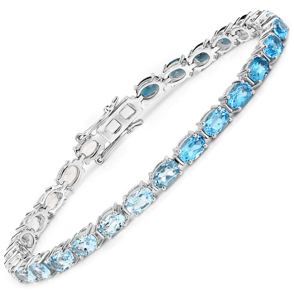 14.77 Carat Genuine Multi Stones .925 Sterling Silver Bracelet