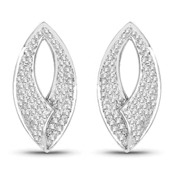 0.62 Carat Genuine White Diamond 14K White Gold Earrings (E-F Color, SI Clarity)