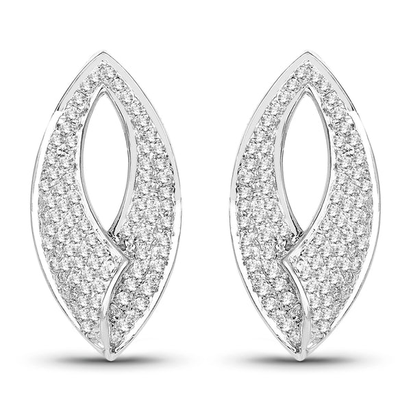 0.62 Carat Genuine White Diamond 14K White Gold Earrings (E-F Color, SI Clarity)