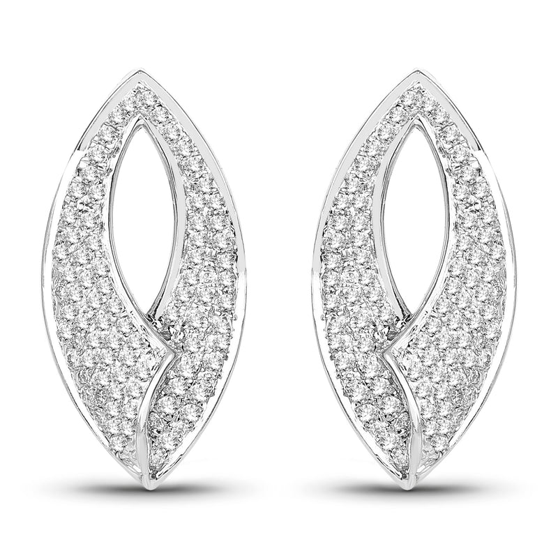 0.62 Carat Genuine White Diamond 14K White Gold Earrings (E-F Color, SI Clarity)