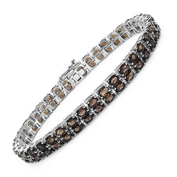 11.40 Carat Genuine Smoky Quartz .925 Sterling Silver Bracelet