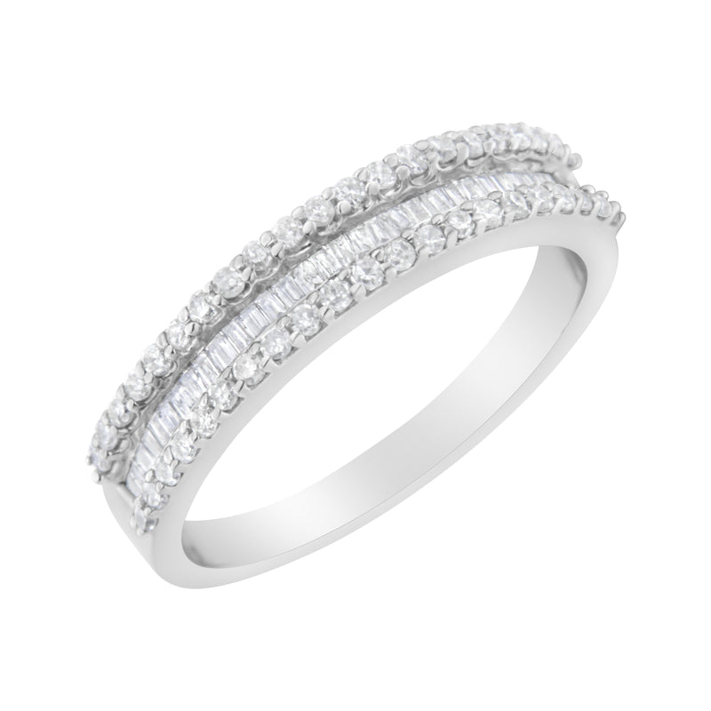 14KT White Gold 1/2 Cttw Diamond Modern Band Ring (H-I Color, SI2-I1 Clarity) - Size 7