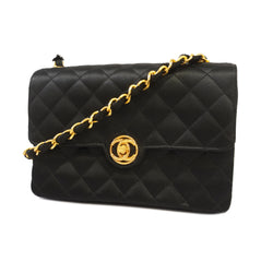 Auth Chanel Matelasse Shoulder Bag Womens Satin Shoulder Bag Black