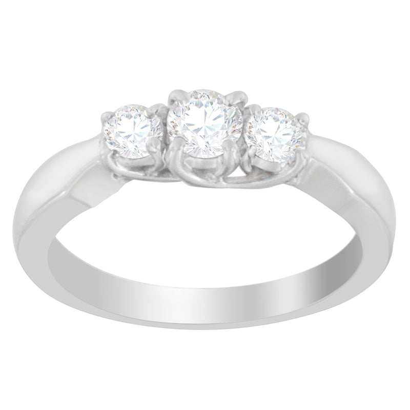 14K White Gold 1/2ct. TDW Three-Stone Diamond Ring (G-H SI1-SI2)