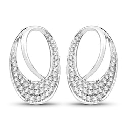 0.64 Carat Genuine White Diamond 14K White Gold Earrings (E-F-G Color, SI Clarity)